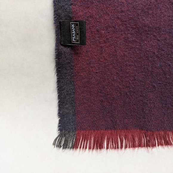 Jos A Bank Purple Grey Stripe Red Frayed Hem Scarf - Picture 3 of 6